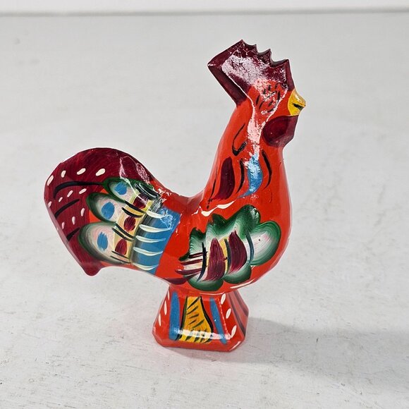 Nils Olsson Swedish Dala Rooster Figurine 3.25" Hand-Painted Red Chicken - Picture 2 of 8